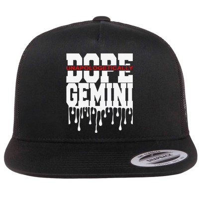 Dope Queen King Graphic Decor Gemini Astrology Zodiac Flat Bill Trucker Hat