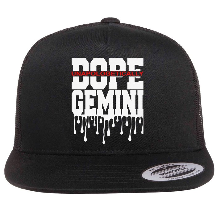 Dope Queen King Graphic Decor Gemini Astrology Zodiac Flat Bill Trucker Hat