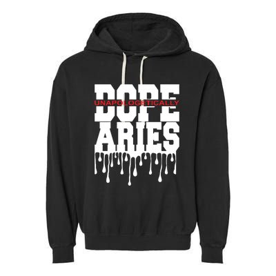 Dope Queen King Graphic Decor Aries Astrology Zodiac Garment-Dyed Fleece Hoodie