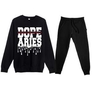 Dope Queen King Graphic Decor Aries Astrology Zodiac Premium Crewneck Sweatsuit Set