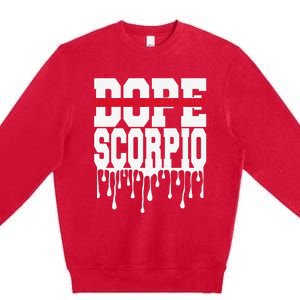 Dope Queen King Graphic Decor Scorpio Astrology Zodiac Premium Crewneck Sweatshirt