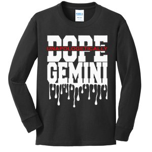 Dope Queen King Graphic Decor Gemini Astrology Zodiac Kids Long Sleeve Shirt