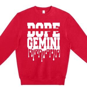 Dope Queen King Graphic Decor Gemini Astrology Zodiac Premium Crewneck Sweatshirt