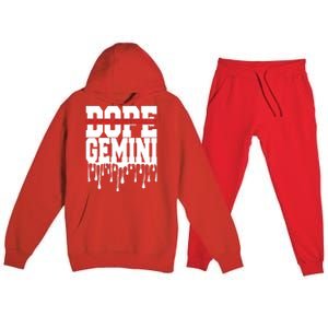 Dope Queen King Graphic Decor Gemini Astrology Zodiac Premium Hooded Sweatsuit Set