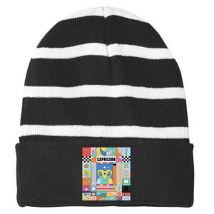 Dope Queen King Graphic Decor Capricorn Astrology Zodiac Striped Beanie with Solid Band