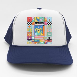 Dope Queen King Graphic Decor Capricorn Astrology Zodiac Trucker Hat