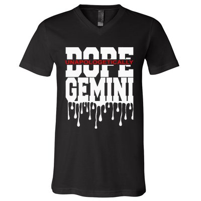 Dope Queen King Graphic Decor Gemini Astrology Zodiac V-Neck T-Shirt