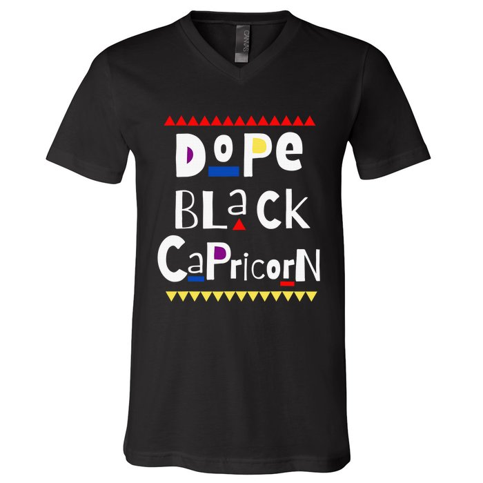 Dope Queen King Graphic Decor Capricorn Astrology Zodiac V-Neck T-Shirt