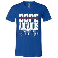 Dope Queen King Graphic Decor Aquarius Astrology Zodiac Gift V-Neck T-Shirt