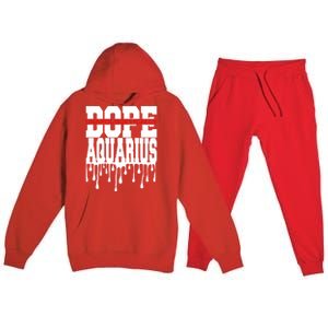 Dope Queen King Graphic Decor Aquarius Astrology Zodiac Gift Premium Hooded Sweatsuit Set