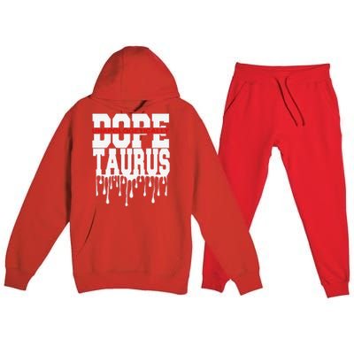 Dope Queen King Graphic Decor Taurus Astrology Zodiac Premium Hooded Sweatsuit Set