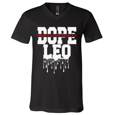 Dope Queen King Graphic Decor Leo Astrology Zodiac V-Neck T-Shirt