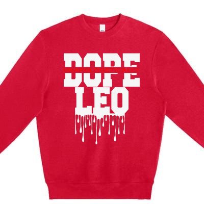 Dope Queen King Graphic Decor Leo Astrology Zodiac Premium Crewneck Sweatshirt