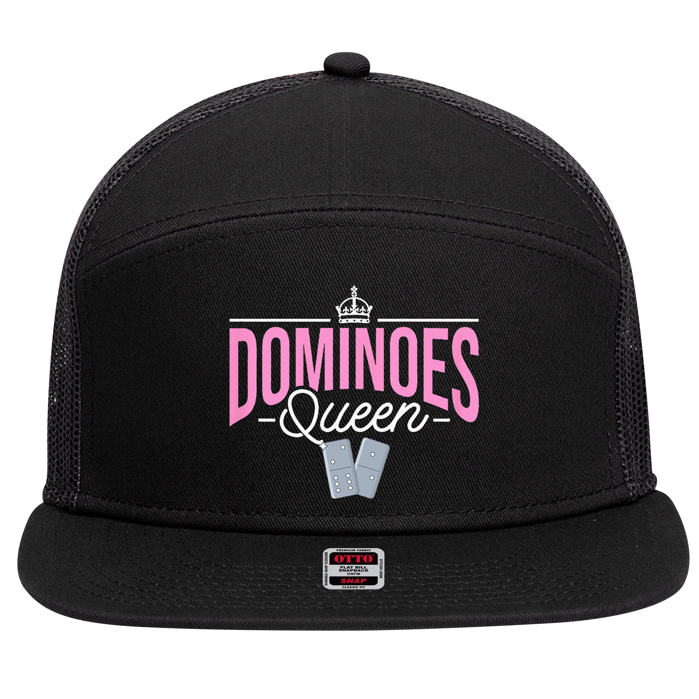 Dominoes Queen Play Domino Mexican Domino 7 Panel Mesh Trucker Snapback Hat