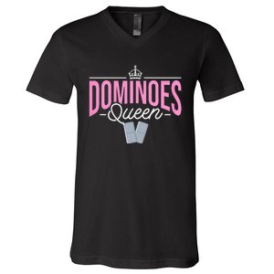 Dominoes Queen Play Domino Mexican Domino V-Neck T-Shirt