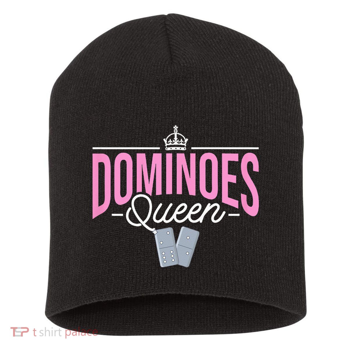 Dominoes Queen Play Domino Mexican Domino Short Acrylic Beanie