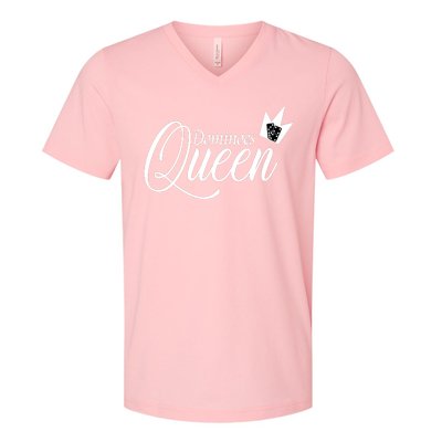 Dominoes Queen Play Domino Mexican Domino V-Neck T-Shirt