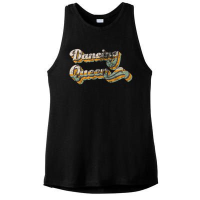 Dancing Queen Retro 1970s Vintage Gift Ladies PosiCharge Tri-Blend Wicking Tank