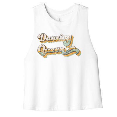 Dancing Queen Retro 1970s Vintage Gift Women's Racerback Cropped Tank