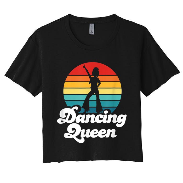 Dancing Queen Roller Disco Outfit 70s Costume For Women Women's Crop Top Tee