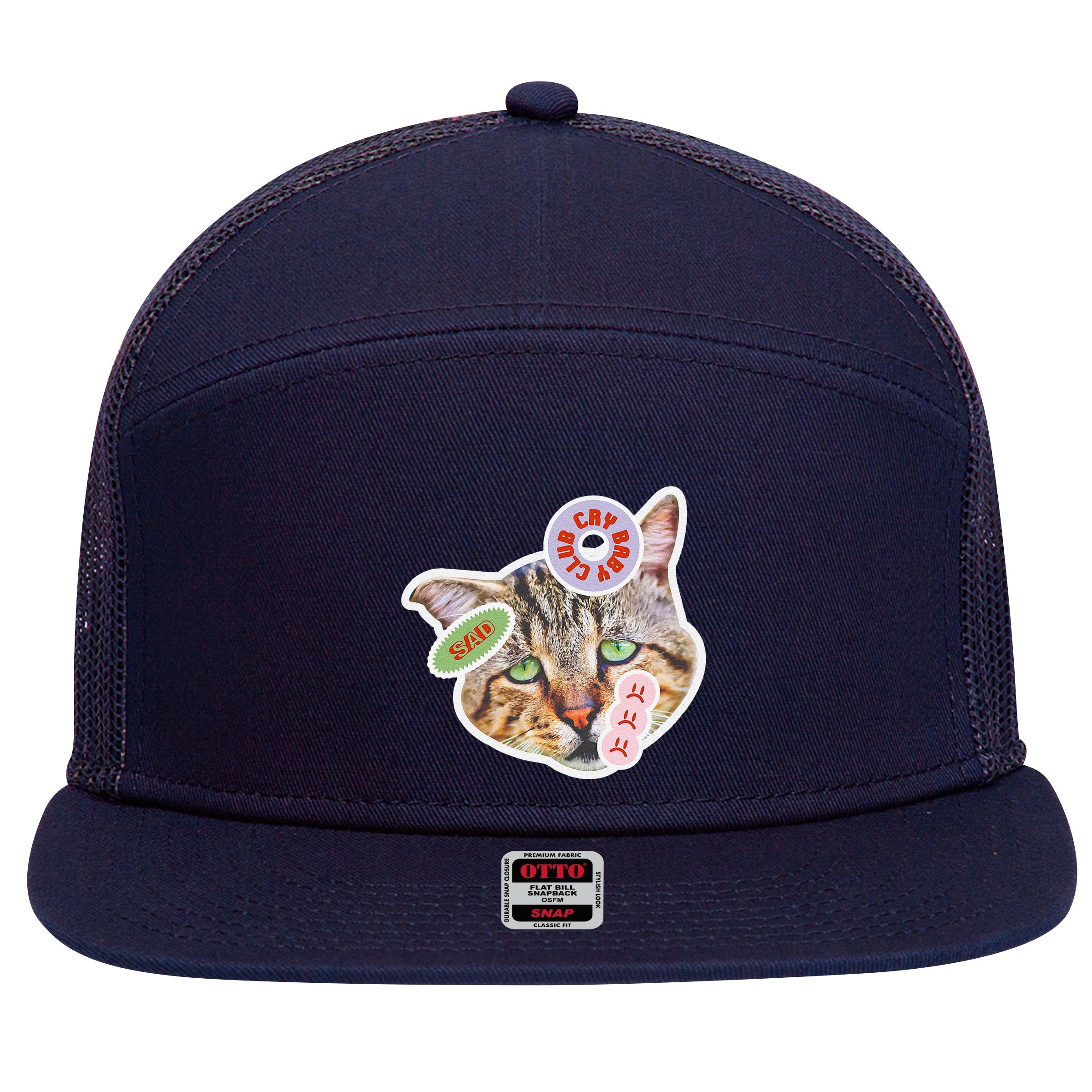 Drama Queen Sad Cat Funny & Ugly Cute 7 Panel Mesh Trucker Snapback Hat