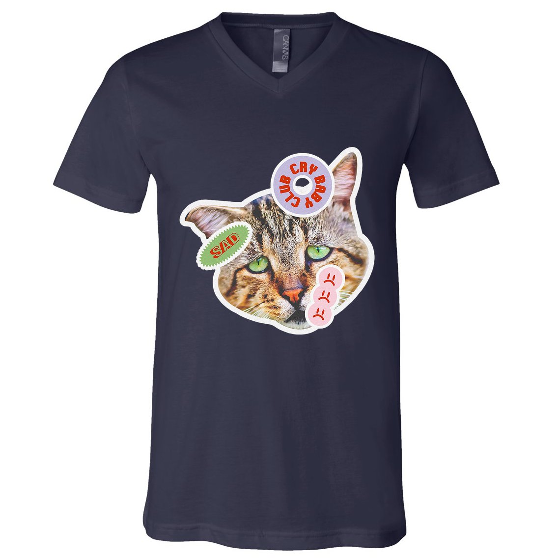 Drama Queen Sad Cat Funny & Ugly Cute V-Neck T-Shirt