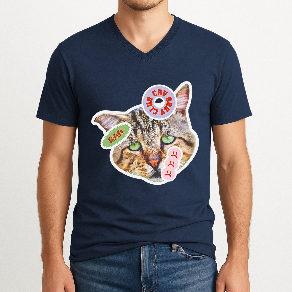 Drama Queen Sad Cat Funny & Ugly Cute V-Neck T-Shirt