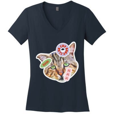 Drama Queen Sad Cat Funny & Ugly Cute Women's V-Neck T-Shirt