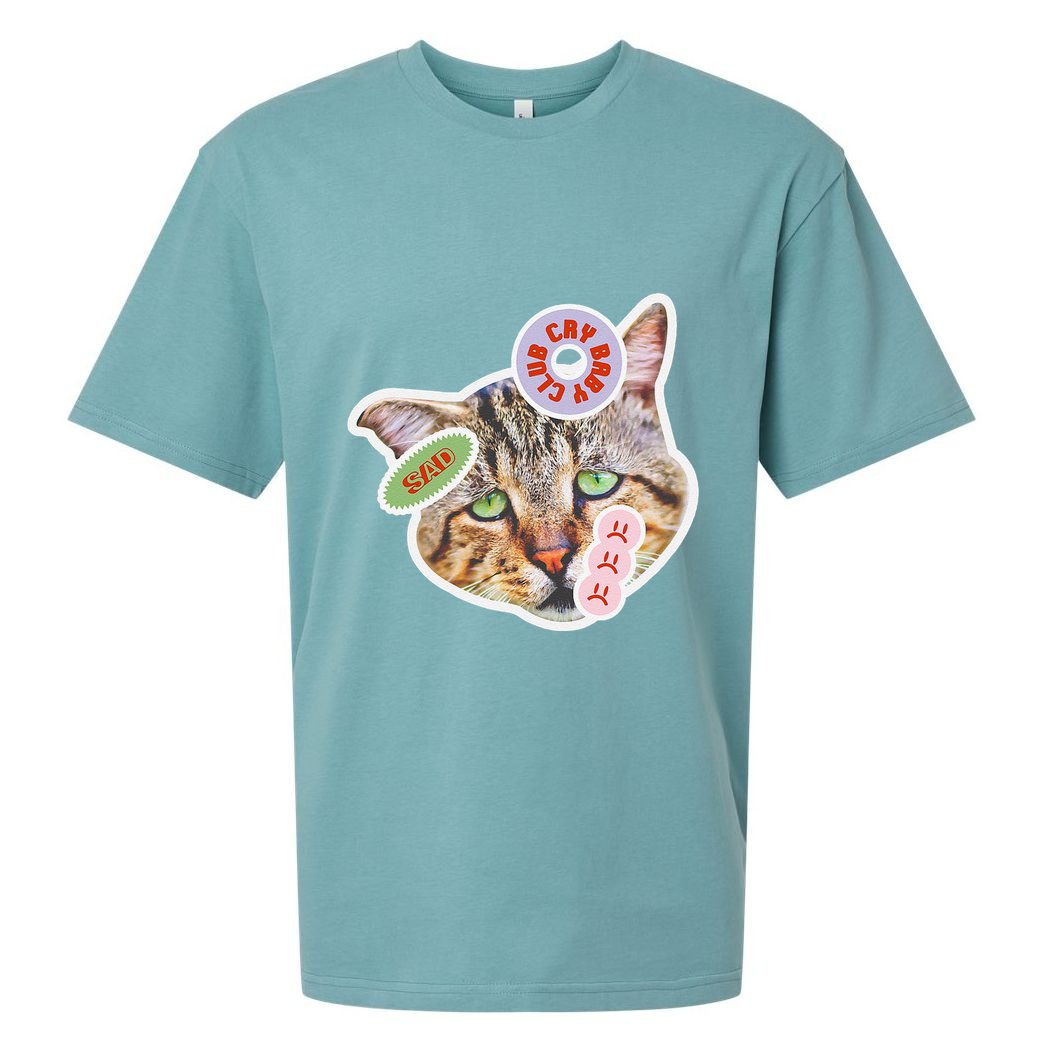Drama Queen Sad Cat Funny & Ugly Cute Sueded Cloud Jersey T-Shirt