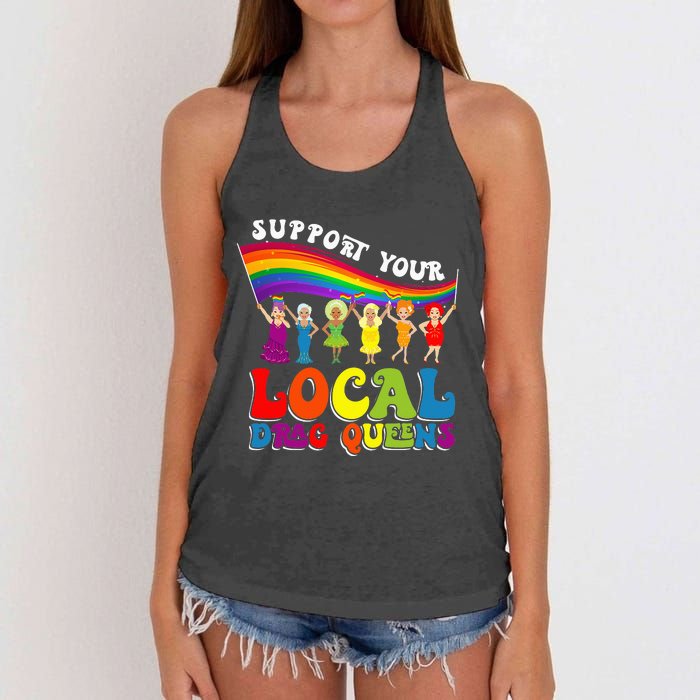 Drag Queen Support Your Local Drag Queens Women's Knotted Racerback Tank