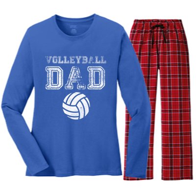 Distressed Quote Vintage Volleyball Dad Gift Women's Long Sleeve Flannel Pajama Set 