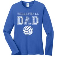 Distressed Quote Vintage Volleyball Dad Gift Ladies Long Sleeve Shirt