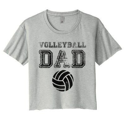 Distressed Quote Vintage Volleyball Dad Gift Women's Crop Top Tee