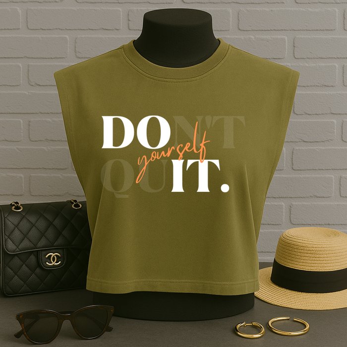Don't Quit Yourself Motivational Garment-Dyed Women's Muscle Tee
