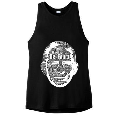 Dr. Fauci Word Face Portrait Ladies PosiCharge Tri-Blend Wicking Tank