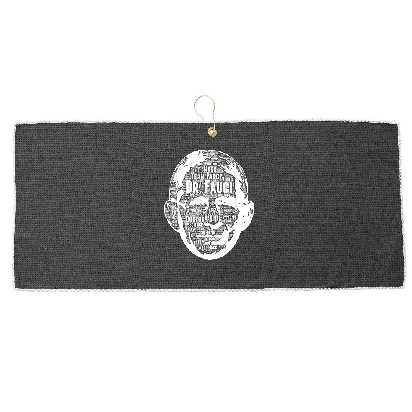 Dr. Fauci Word Face Portrait Large Microfiber Waffle Golf Towel