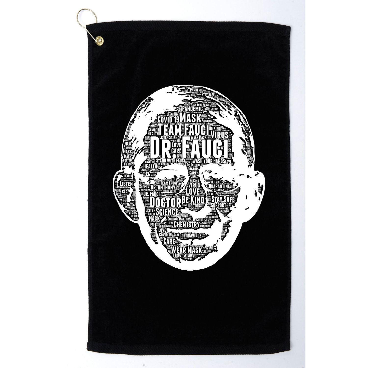 Dr. Fauci Word Face Portrait Golf Towel