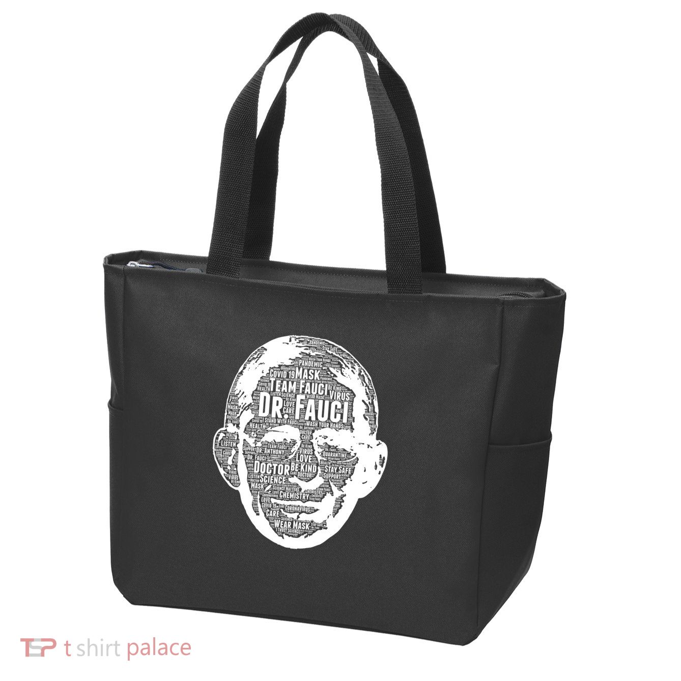 Dr. Fauci Word Face Portrait Zip Tote Bag