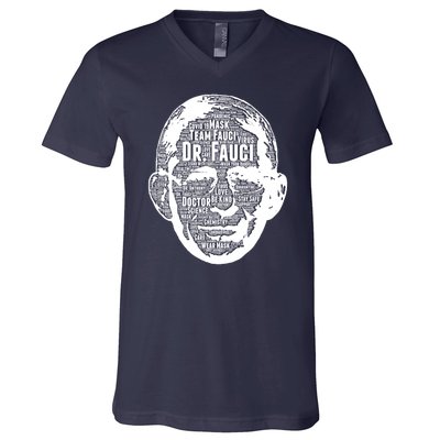 Dr. Fauci Word Face Portrait V-Neck T-Shirt