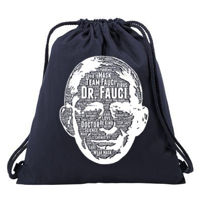 Dr. Fauci Word Face Portrait Drawstring Bag