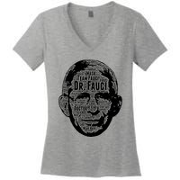 Dr. Fauci Word Face Portrait Women's V-Neck T-Shirt
