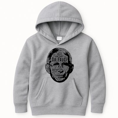 Dr. Fauci Word Face Portrait Kids Hoodie