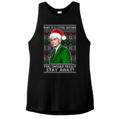 Dr Fauci Baby It's Covid Outside Ugly Christmas Sweater Ladies PosiCharge Tri-Blend Wicking Tank