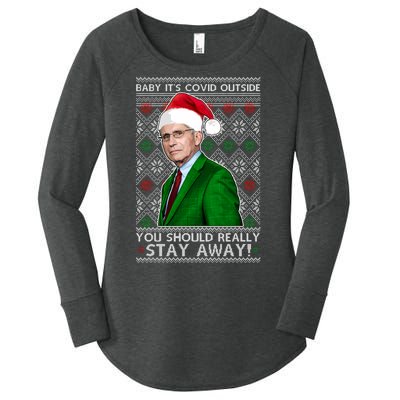 Dr Fauci Baby It's Covid Outside Ugly Christmas Sweater Women's Perfect Tri Tunic Long Sleeve Shirt