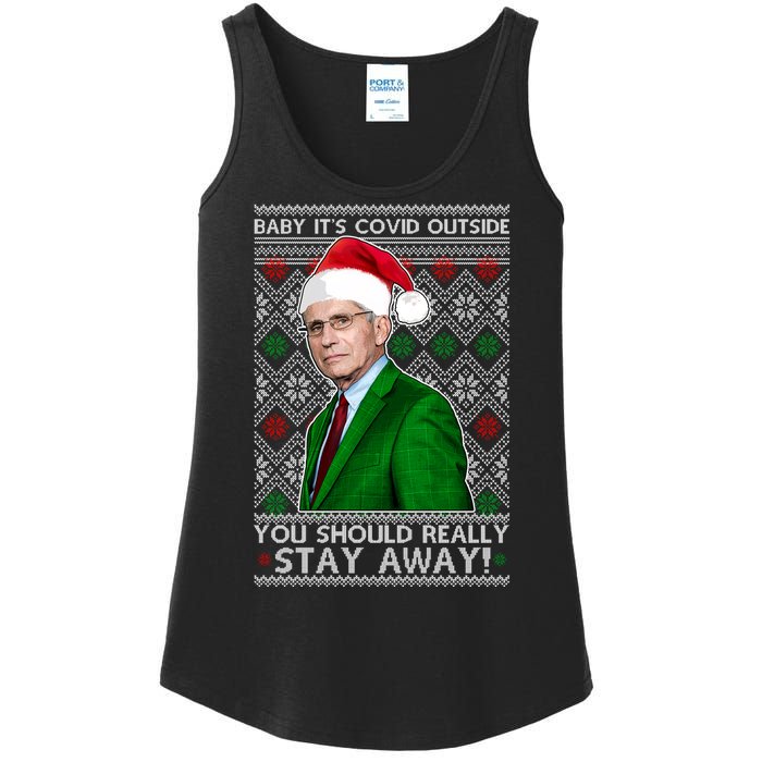 Dr Fauci Baby It's Covid Outside Ugly Christmas Sweater Ladies Essential Tank