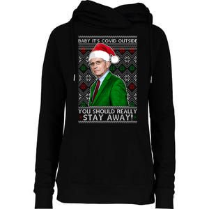 Dr Fauci Baby It's Covid Outside Ugly Christmas Sweater Womens Funnel Neck Pullover Hood