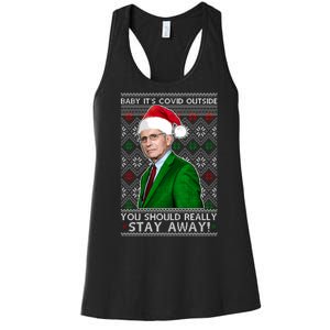 Dr Fauci Baby It's Covid Outside Ugly Christmas Sweater Women's Racerback Tank