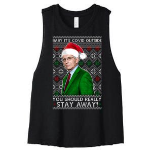 Dr Fauci Baby It's Covid Outside Ugly Christmas Sweater Women's Racerback Cropped Tank