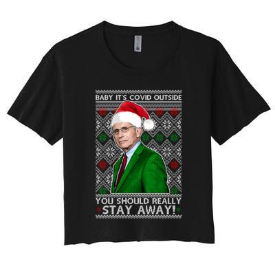 Dr Fauci Baby It's Covid Outside Ugly Christmas Sweater Crop Top