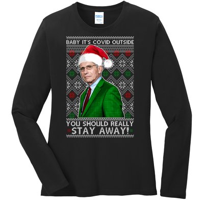 Dr Fauci Baby It's Covid Outside Ugly Christmas Sweater Ladies Long Sleeve Shirt